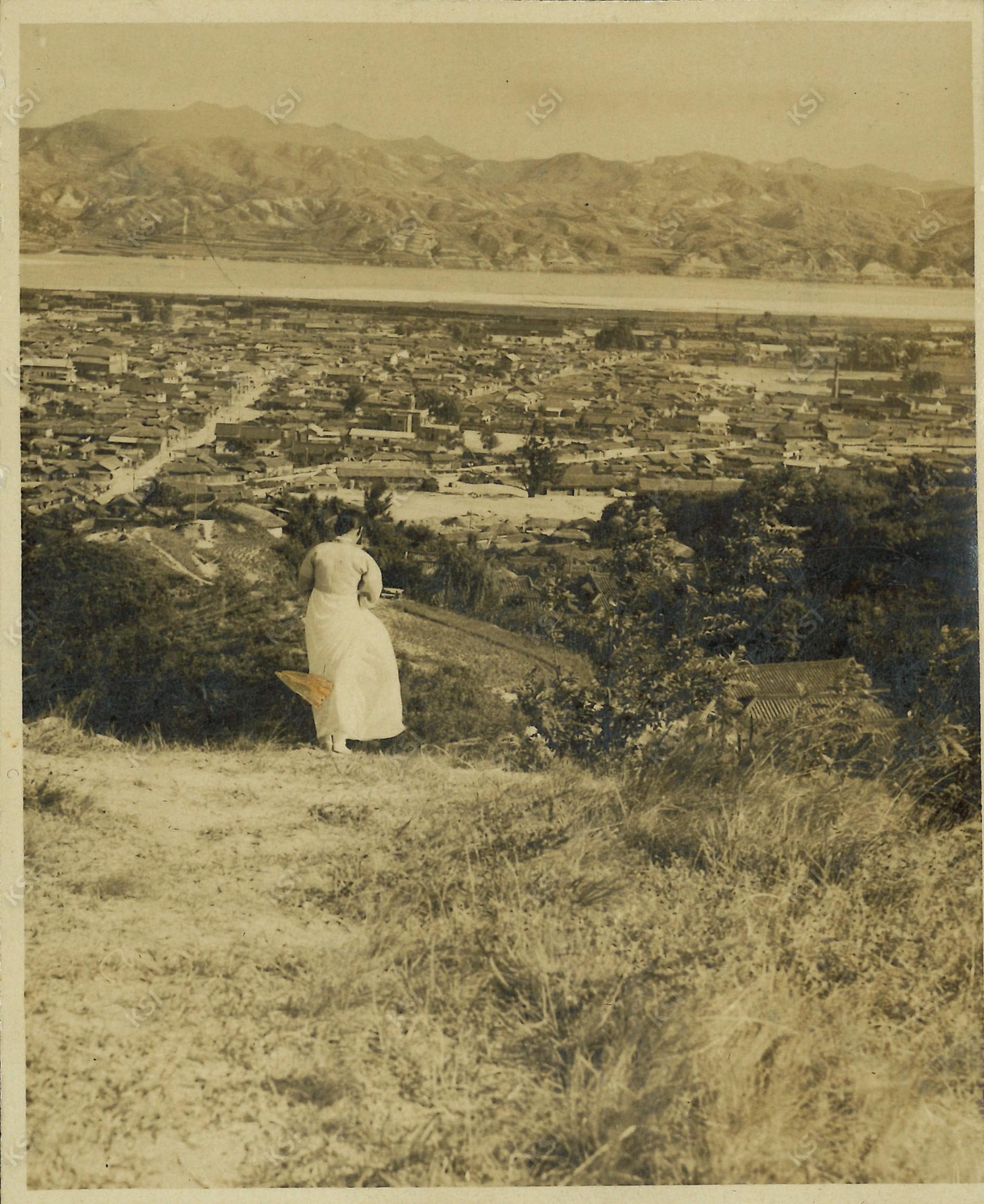 1950년대 명륜동 자택 뒷산에서 안동읍을 바라보며