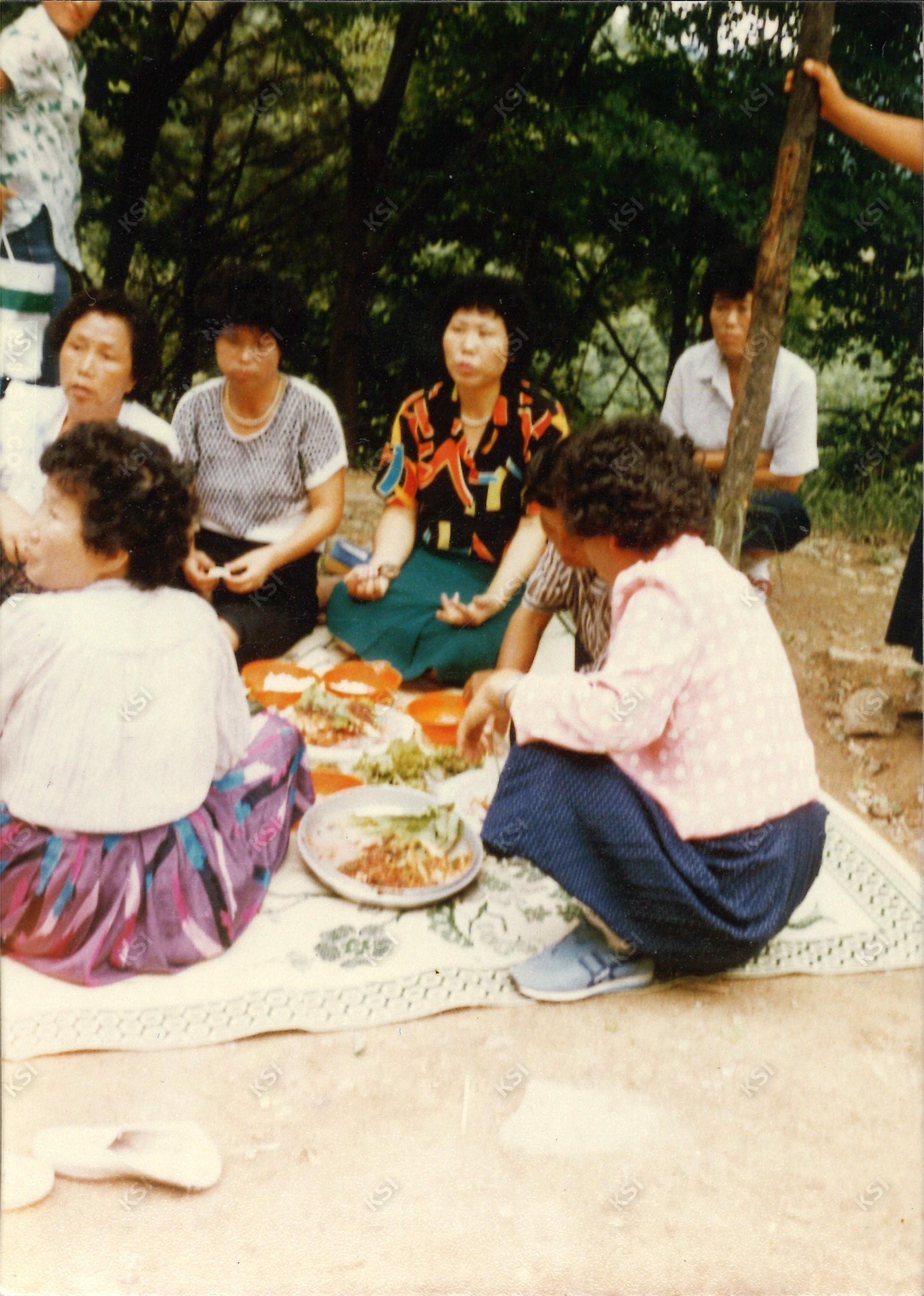 1985년 마이산 나들이 중 야외 점심식사