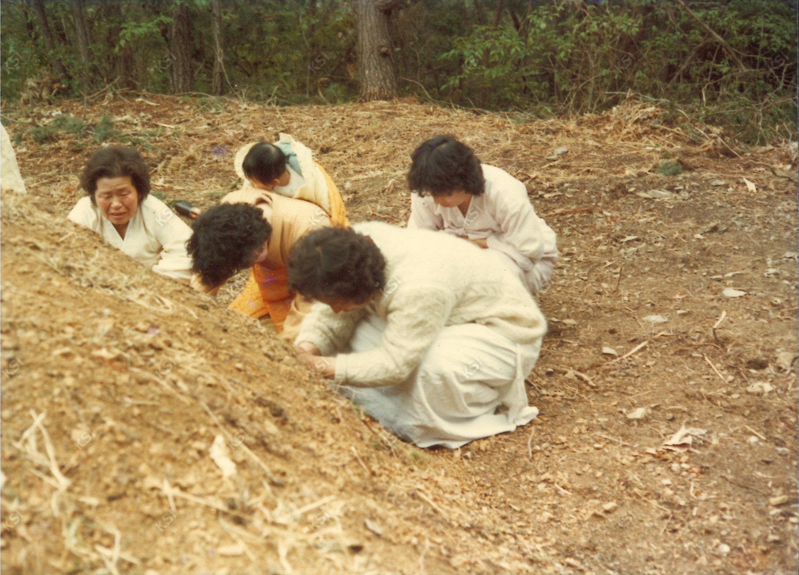1982년 김병직 장례 때 봉분 조성을 마친 뒤 상주들