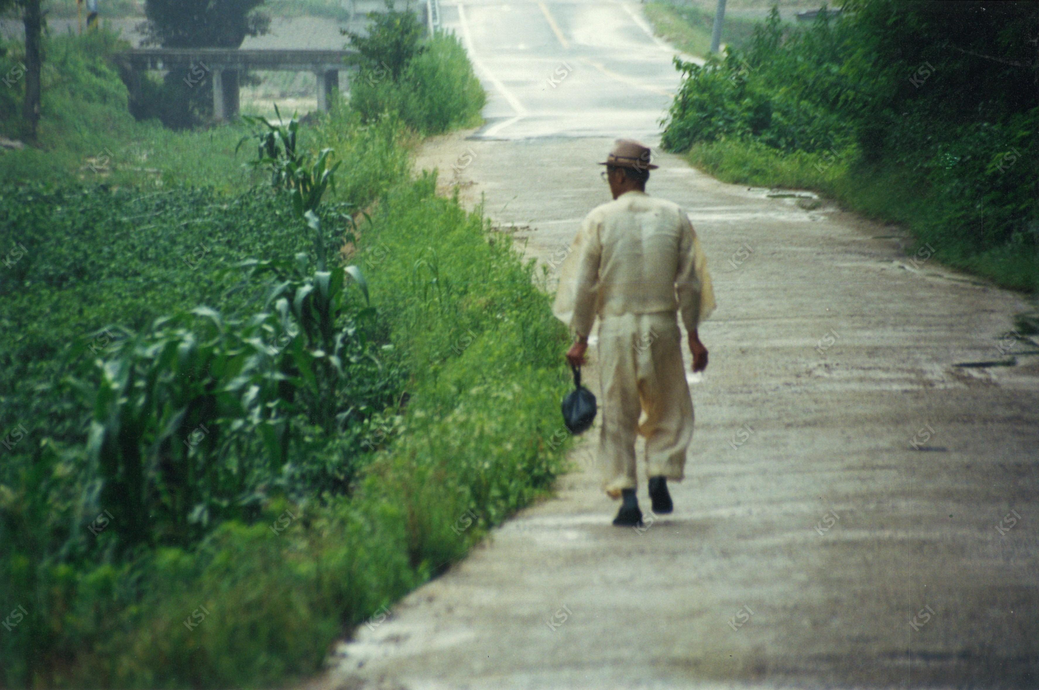1990년대 중후반 이송천 길을 걷는 촌로